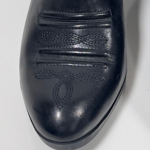 Nurture Leather Black Western Ankle Booties Women's 10M Block Heel Stitch Detail - Picture 6 of 16